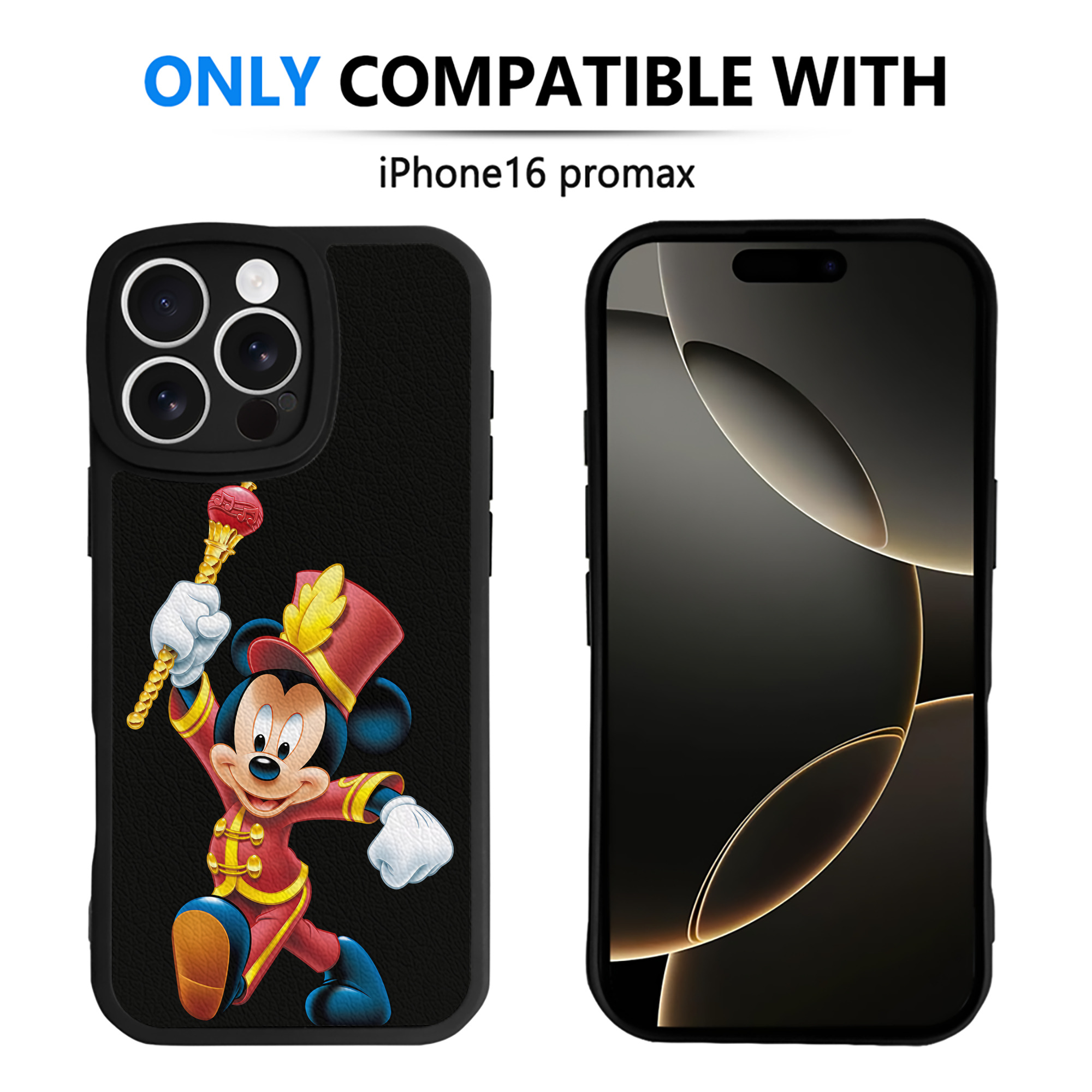 （画像用） ミッキーマウス Mickey Mouse 【iPhone 16シリーズ対応】シリコンスマホケース（レザー調） 材質：シリコン